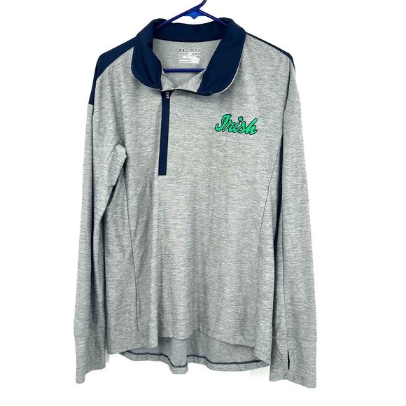 Under Armour Size Medium Sweater Gray Fighting Irish Notre Dame University Track - Picture 1 of 4